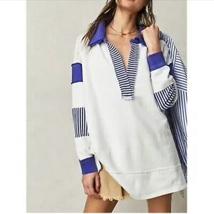 Free People We The Free Clean Prep Polo Oversized Pullover (XS)